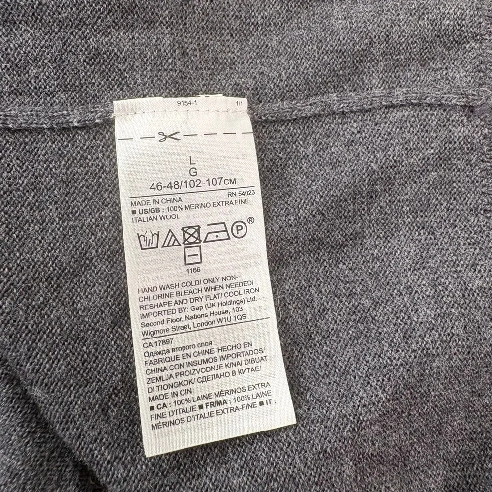 Banana Republic Sweater Mens Large Gray‎ Italian Merino Wool Crewneck Pullover